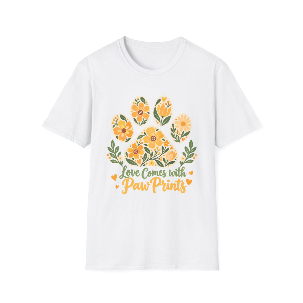 Love Come With Paw Prints Floral Paw Print - Supersoft Unisex T-shirt