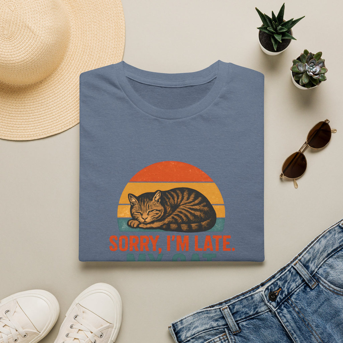 Sorry I'm Late, My Cat Sleeping On Me –  Supersoft Unisex T-Shirt