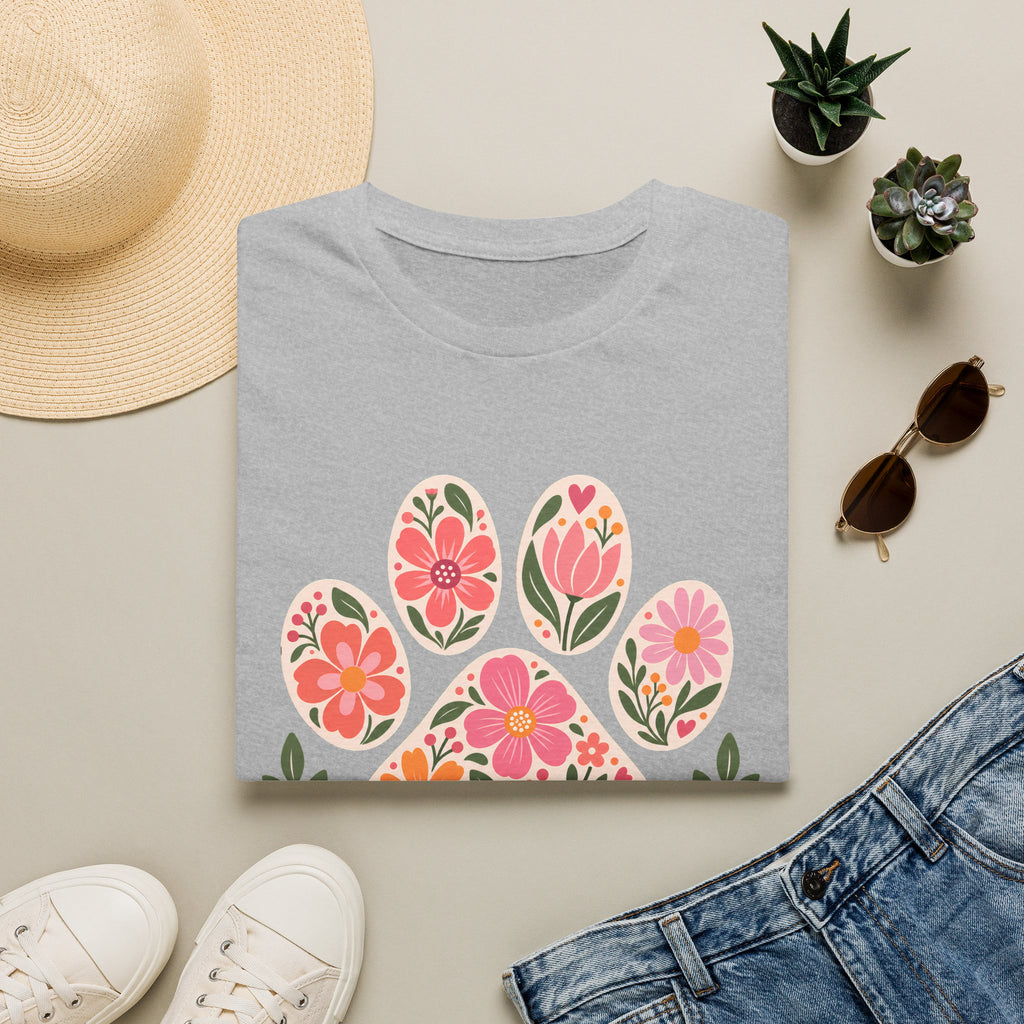 Dogs, Love & Happy Days Floral Paw Print - Supersoft Unisex T-shirt