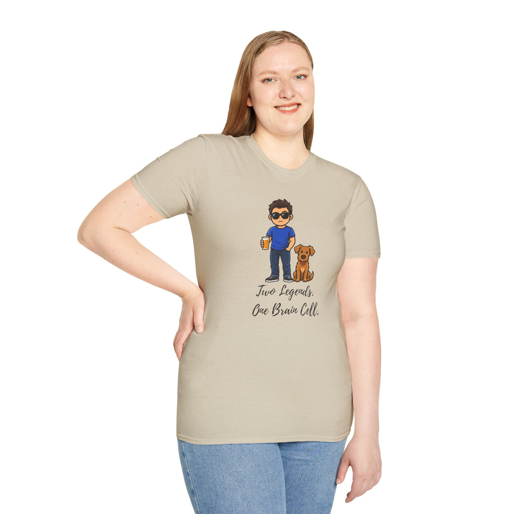 Beer, Dogs and Dudes - Two Legends, One Brain Cell - Supersoft Unisex T-shirt