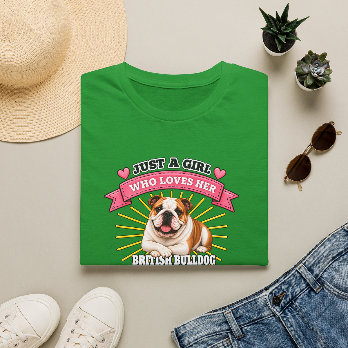 Just a Girl Who Loves Her British Bulldog –  Supersoft Unisex T-Shirt