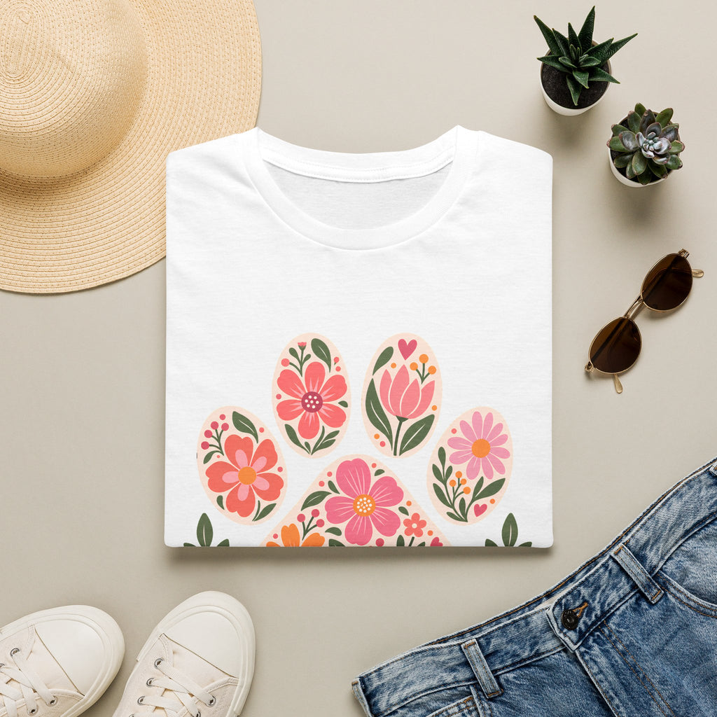 Dogs, Love & Happy Days Floral Paw Print - Supersoft Unisex T-shirt