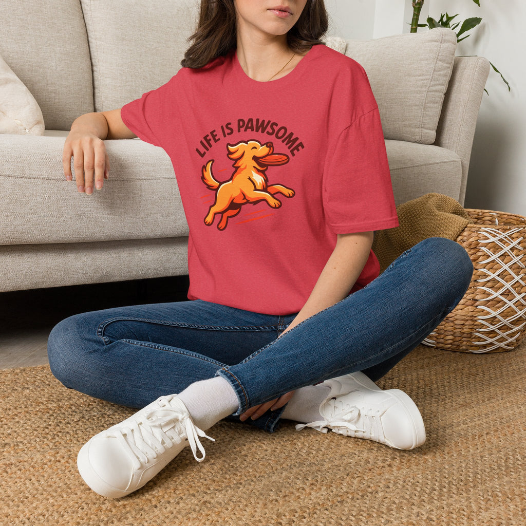 Life Is Pawsome - Frisbee Dog –  Supersoft Unisex T-Shirt