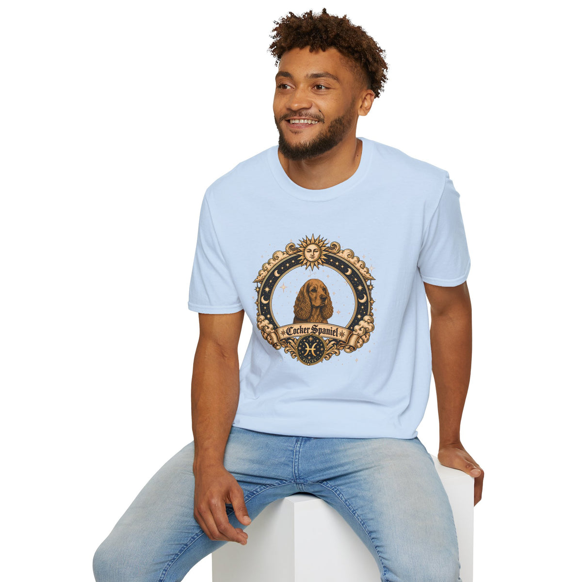 Zodiac Pisces Cocker Spaniel - Dog Horoscope Star Sign - Supersoft Unisex T-shirt