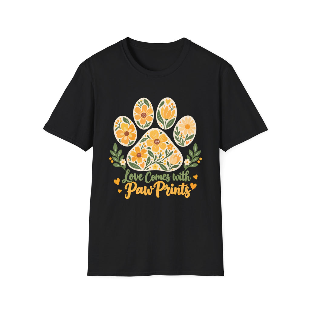 Love Come With Paw Prints Floral Paw Print - Supersoft Unisex T-shirt