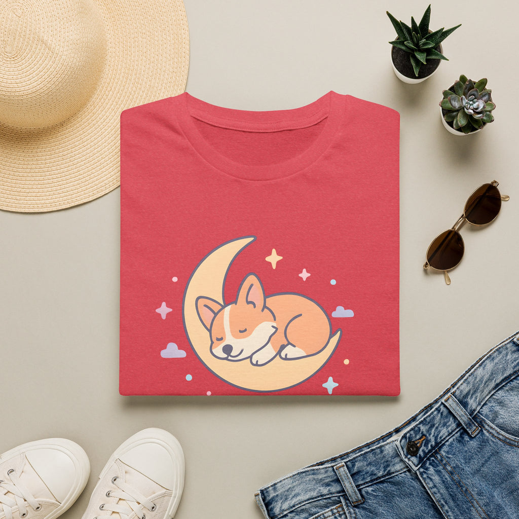 Sleeping Dog on Moon Cute Kawaii –  Supersoft Unisex T-Shirt