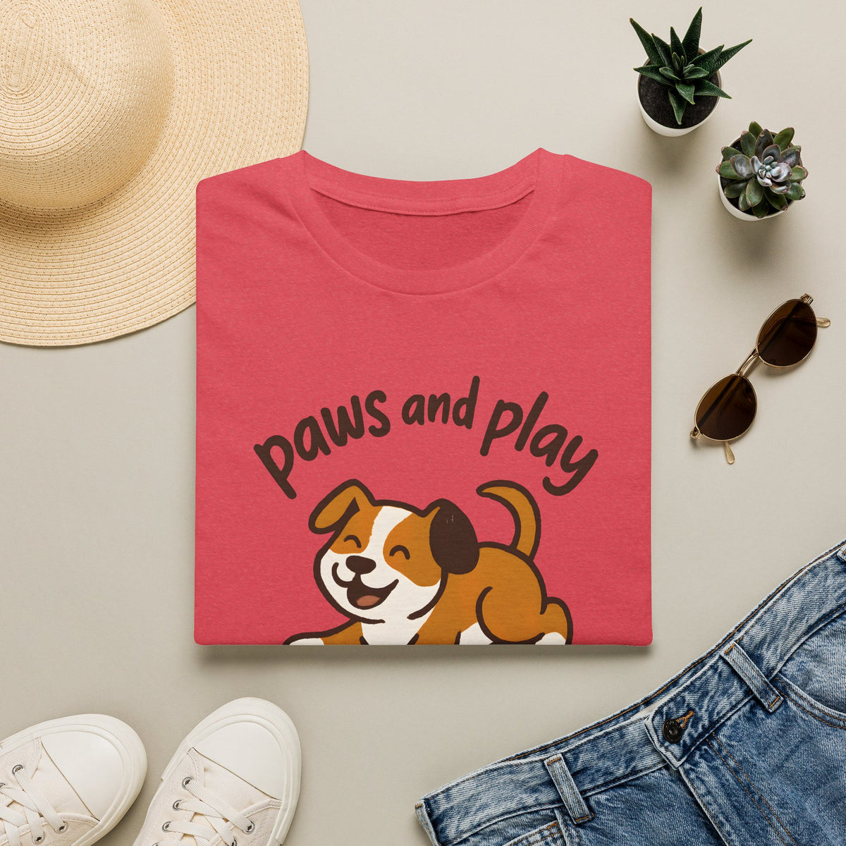 Paws and Play Cute Dog Kawaii –  Supersoft Unisex T-Shirt