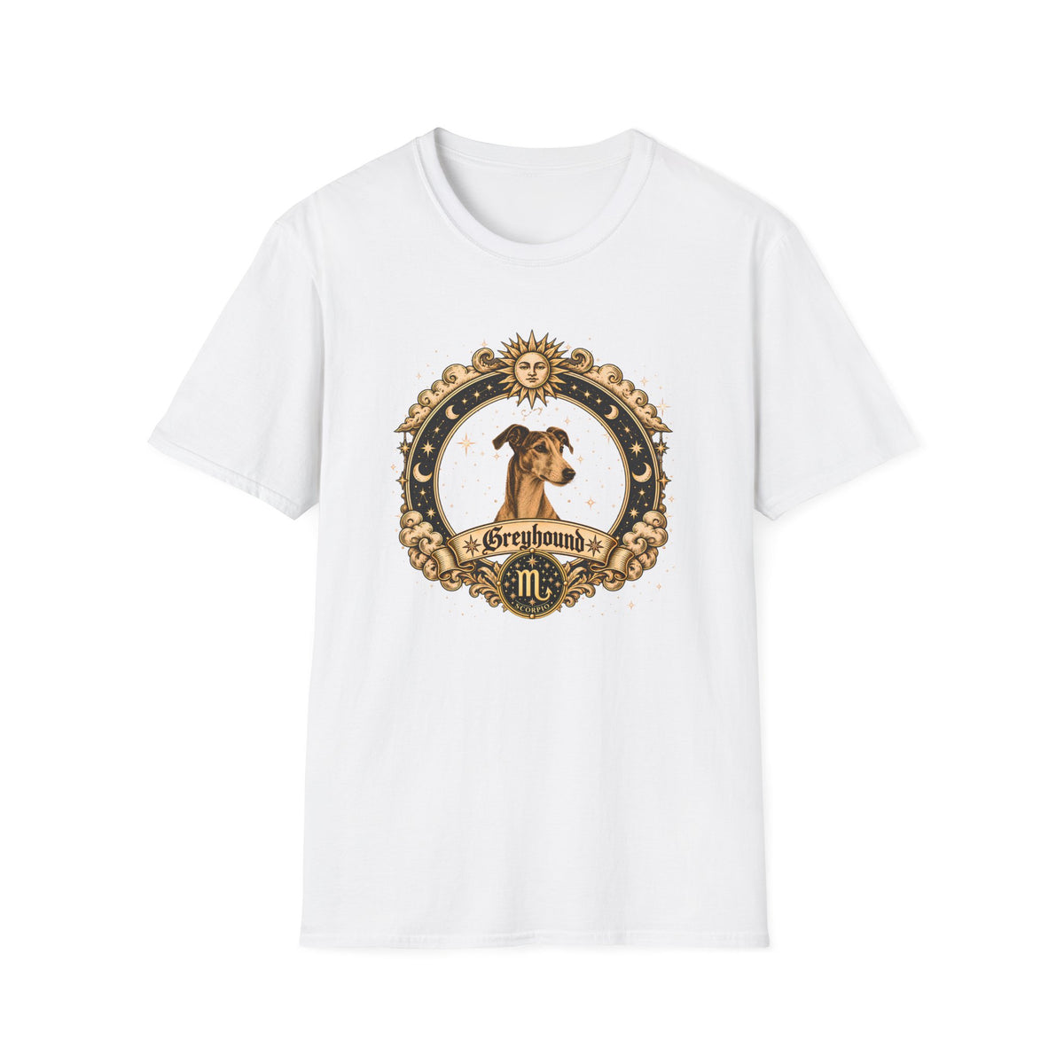 Zodiac Scorpio Greyhound - Dog Horoscope Star Sign - Supersoft Unisex Funny T-shirt