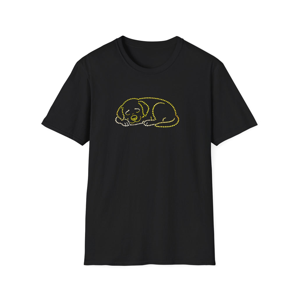 Bedazzling Beasts - Faux Jewel Yellow Dog Sleeping - Unisex T-Shirt