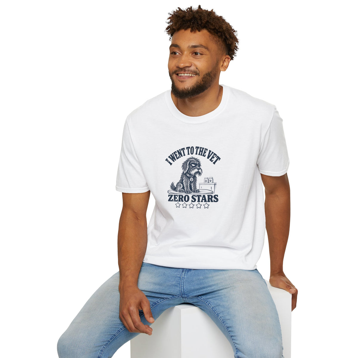 Grumpy Dog - I Went to the Vet...Zero Stars –  Supersoft Unisex T-Shirt