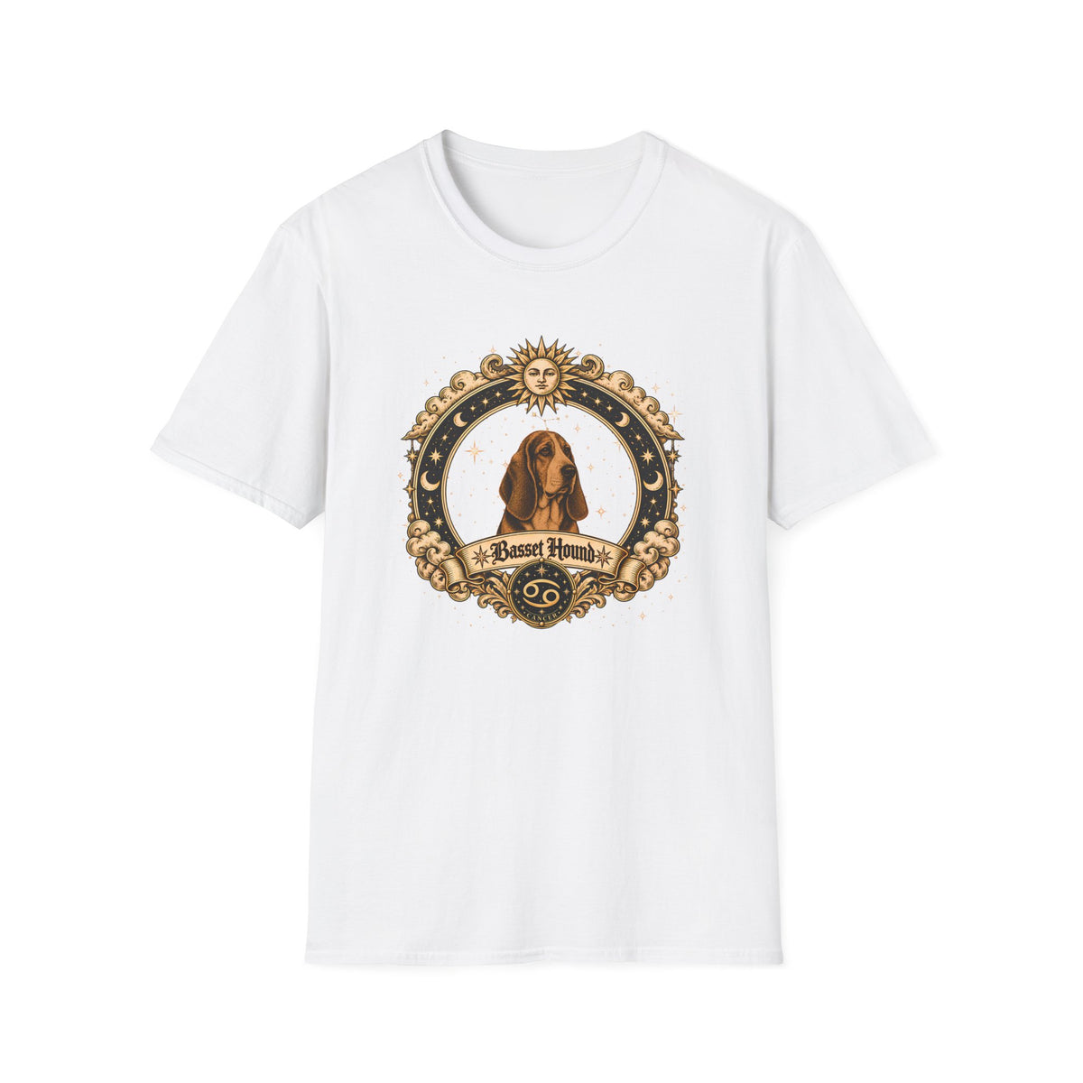Zodiac Cancer Basset Hound - Dog Horoscope Star Sign - Supersoft Unisex Funny T-shirt