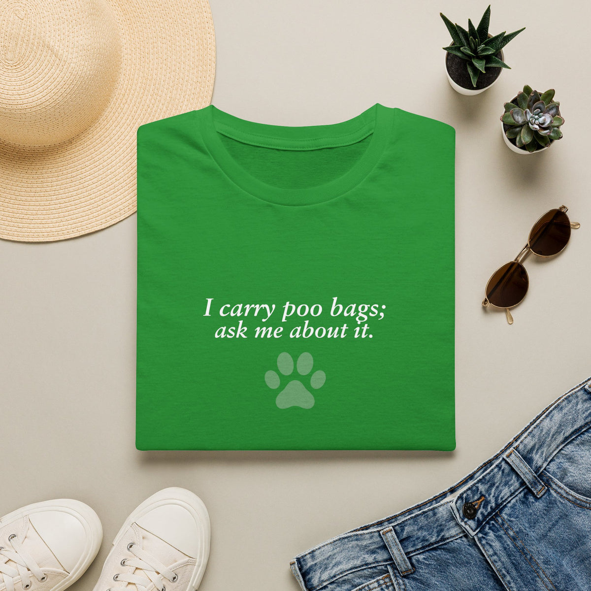 Adopted & Adored – I carry poo bags; ask me about it –  Supersoft Unisex T-Shirt