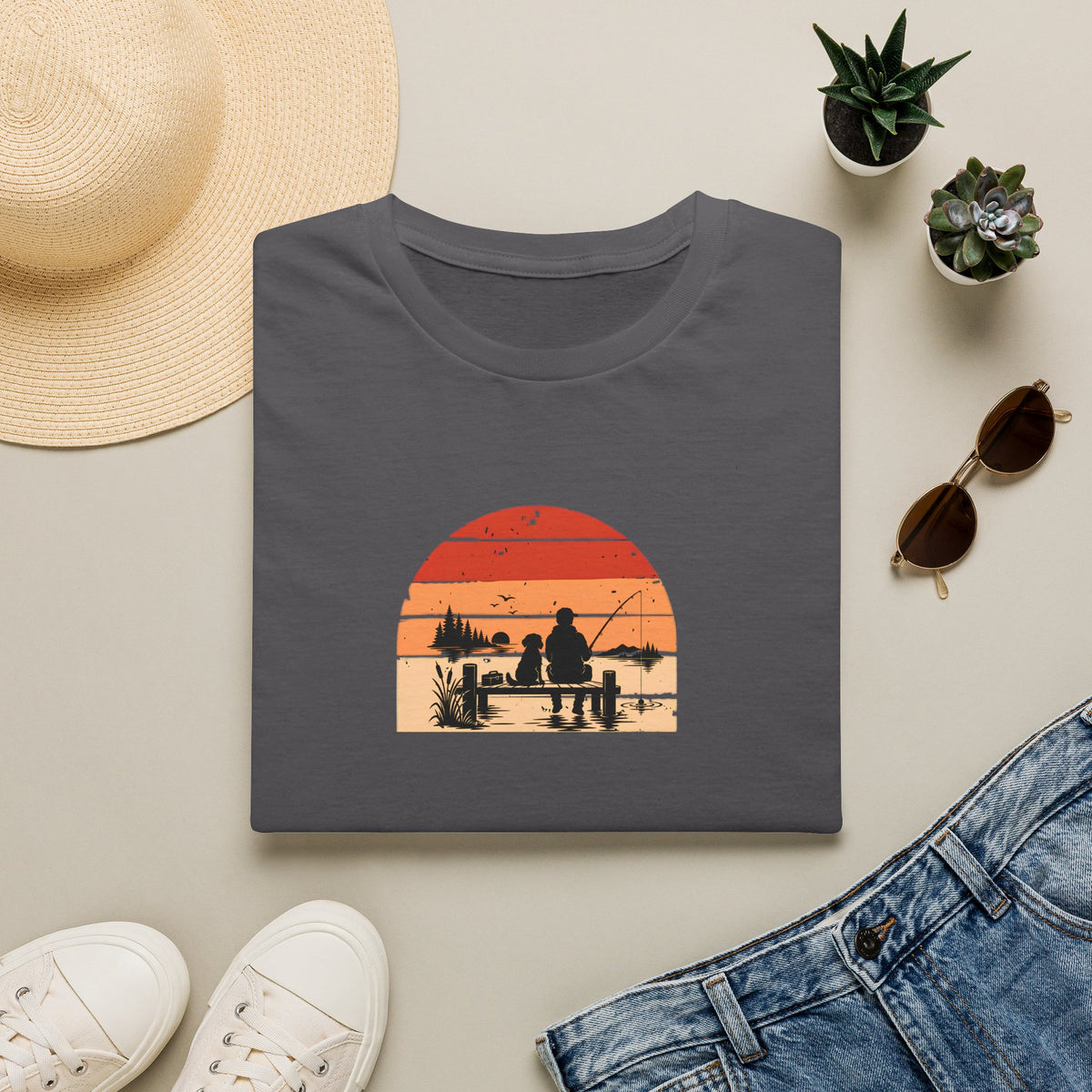 Gone Fishing…Brought the Dog –  Supersoft Unisex T-Shirt