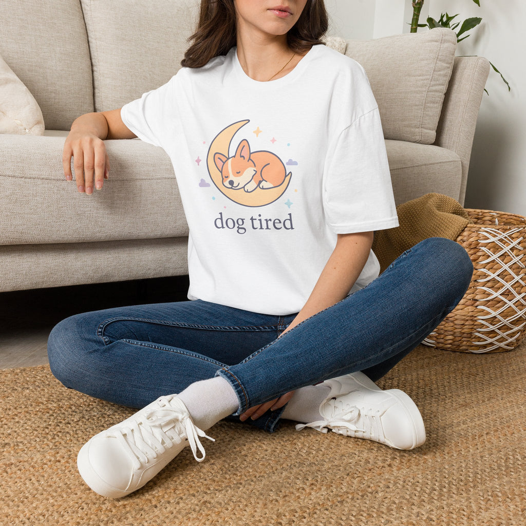 Sleeping Dog on Moon Cute Kawaii –  Supersoft Unisex T-Shirt