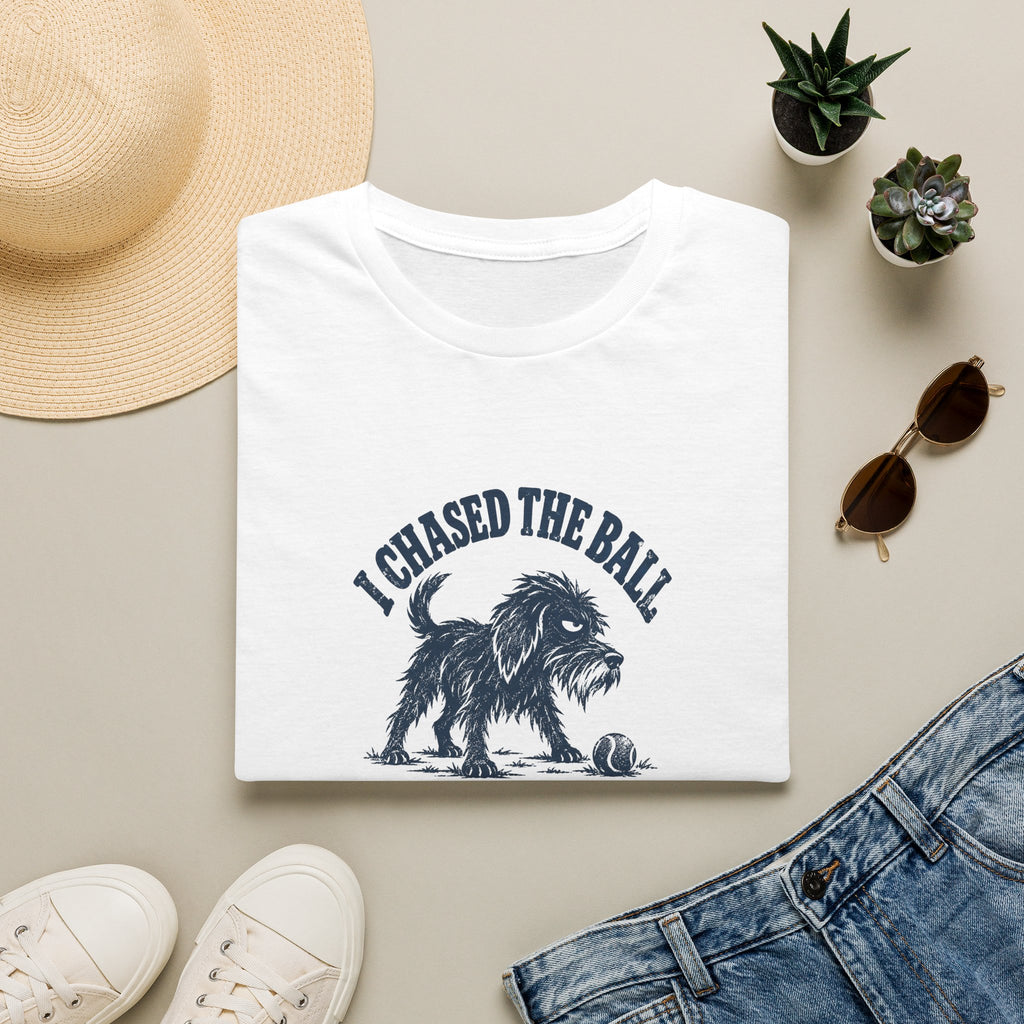 Grumpy Dog - I Chased the Ball, They Threw It Again –  Supersoft Unisex T-Shirt