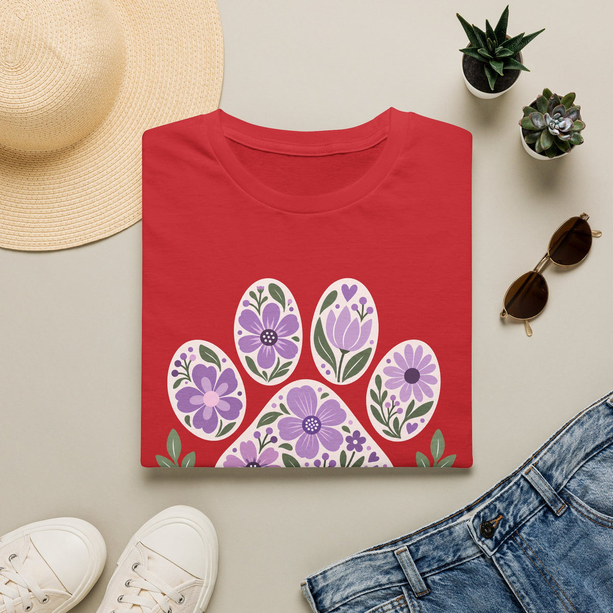 Dogs Make Life Better Floral Paw Print - Supersoft Unisex T-shirt