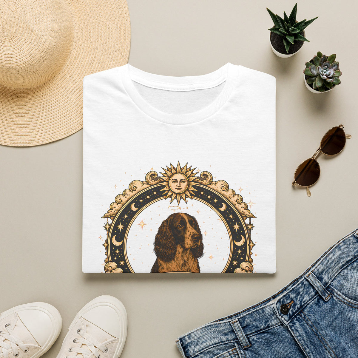 Zodiac Taurus English Springer Spaniel - Dog Horoscope Star Sign - Supersoft Unisex Funny T-shirt