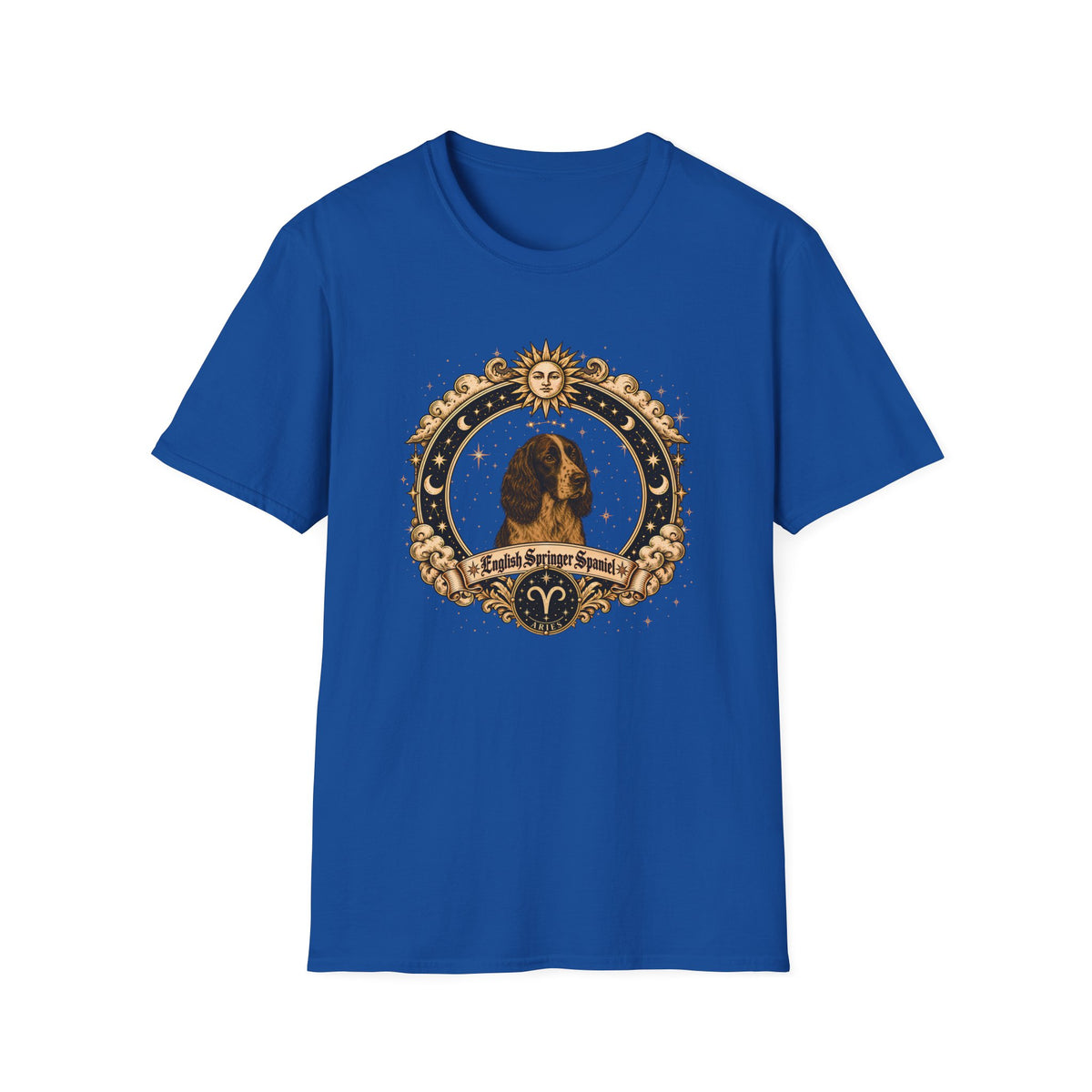 Zodiac Aries English Springer Spaniel - Dog Horoscope Star Sign - Supersoft Unisex Funny T-shirt