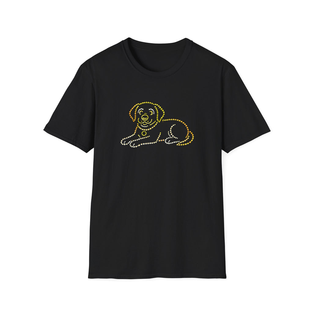 Bedazzling Beasts - Faux Jewel Yellow Dog Lay Down - Unisex T-Shirt