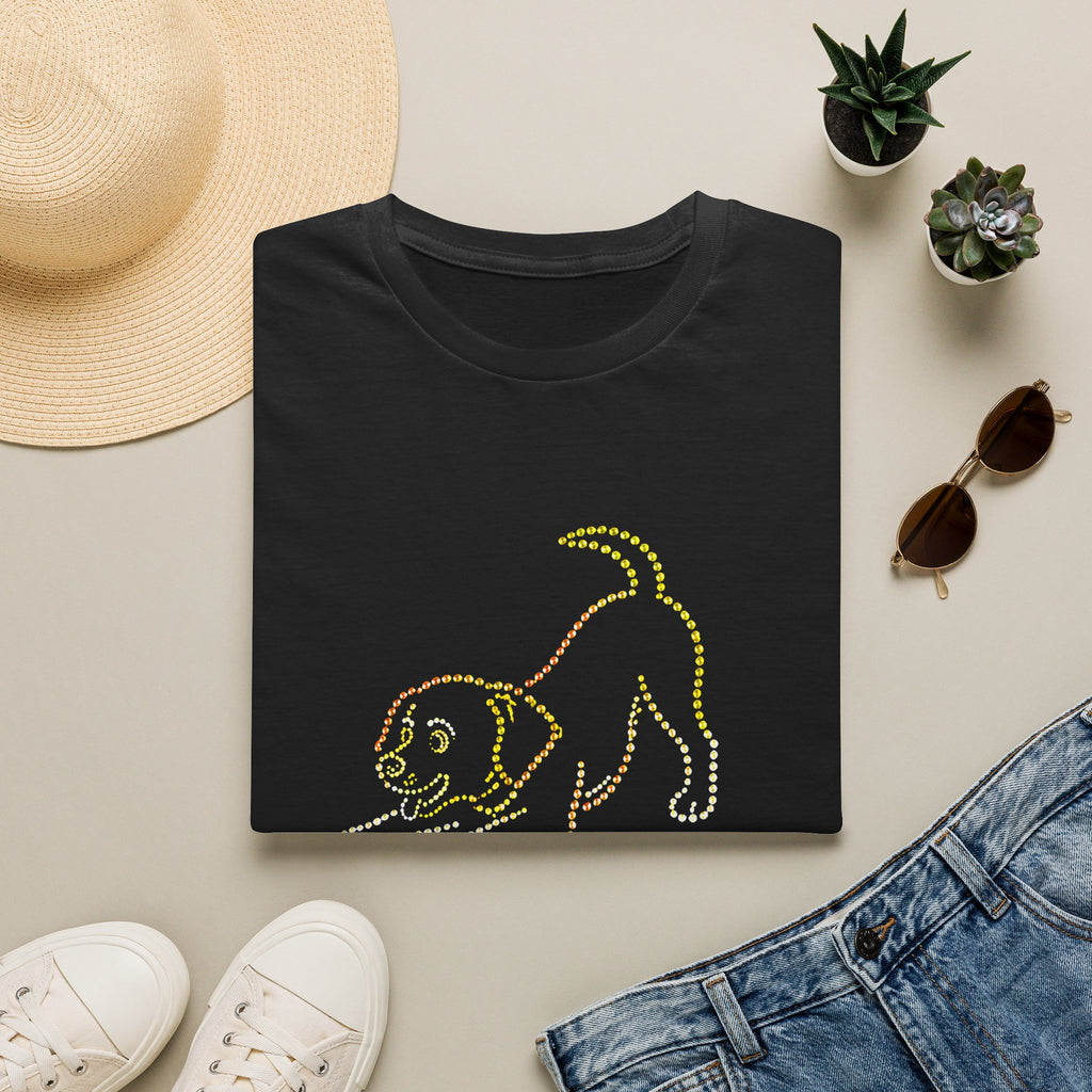 Bedazzling Beasts - Faux Jewel Yellow Dog Playing - Unisex T-Shirt