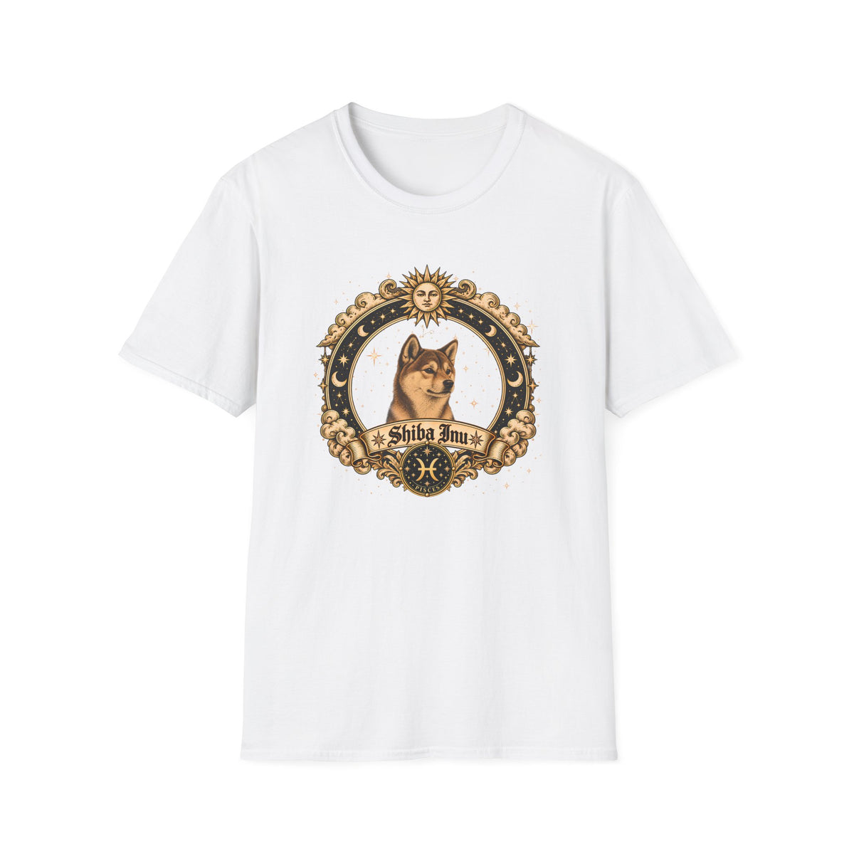 Zodiac Pisces Shiba Inu - Dog Horoscope Star Sign - Supersoft Unisex Funny T-shirt