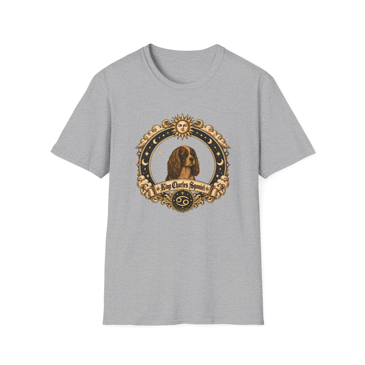 Zodiac Cancer King Charles Spaniel - Dog Horoscope Star Sign - Supersoft Unisex Funny T-shirt