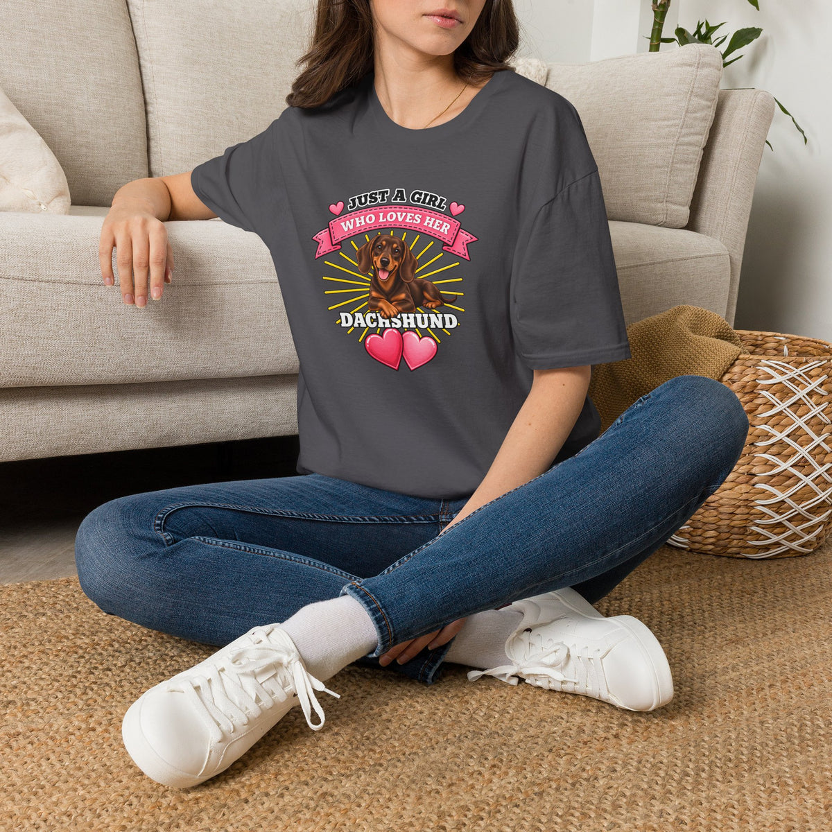 Just a Girl Who Loves Her Dachshund –  Supersoft Unisex T-Shirt