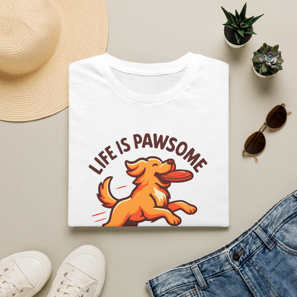 Life Is Pawsome - Frisbee Dog –  Supersoft Unisex T-Shirt