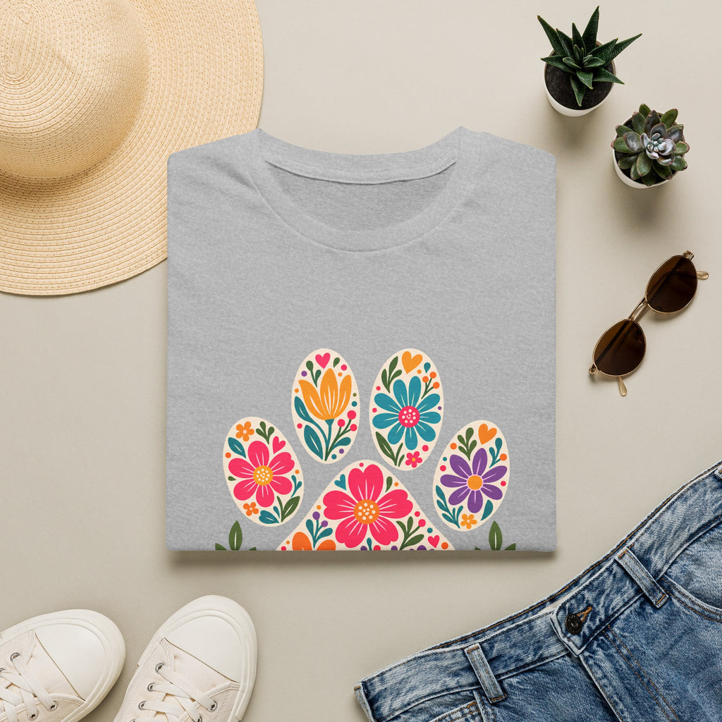 Powered by Love & Dog Hair Floral Paw Print - Supersoft Unisex T-shirt