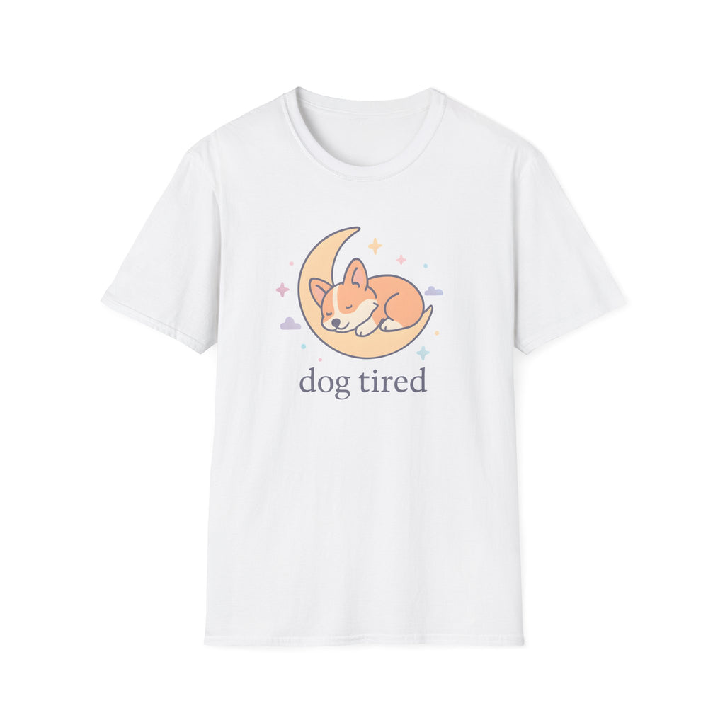 Sleeping Dog on Moon Cute Kawaii –  Supersoft Unisex T-Shirt