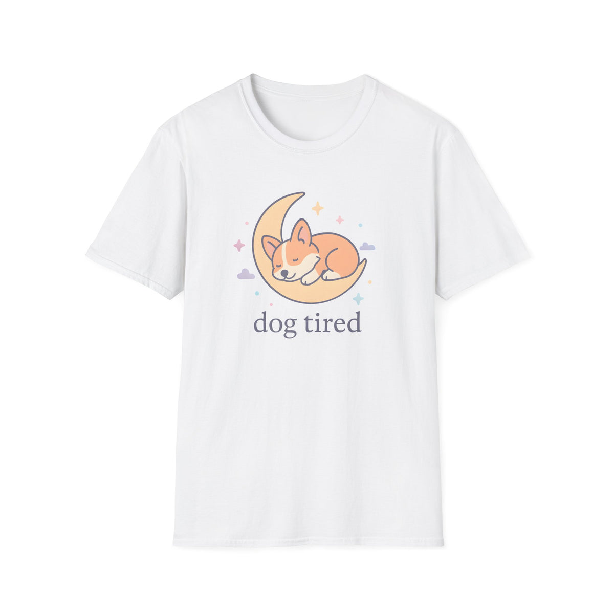 Sleeping Dog on Moon Cute Kawaii –  Supersoft Unisex T-Shirt
