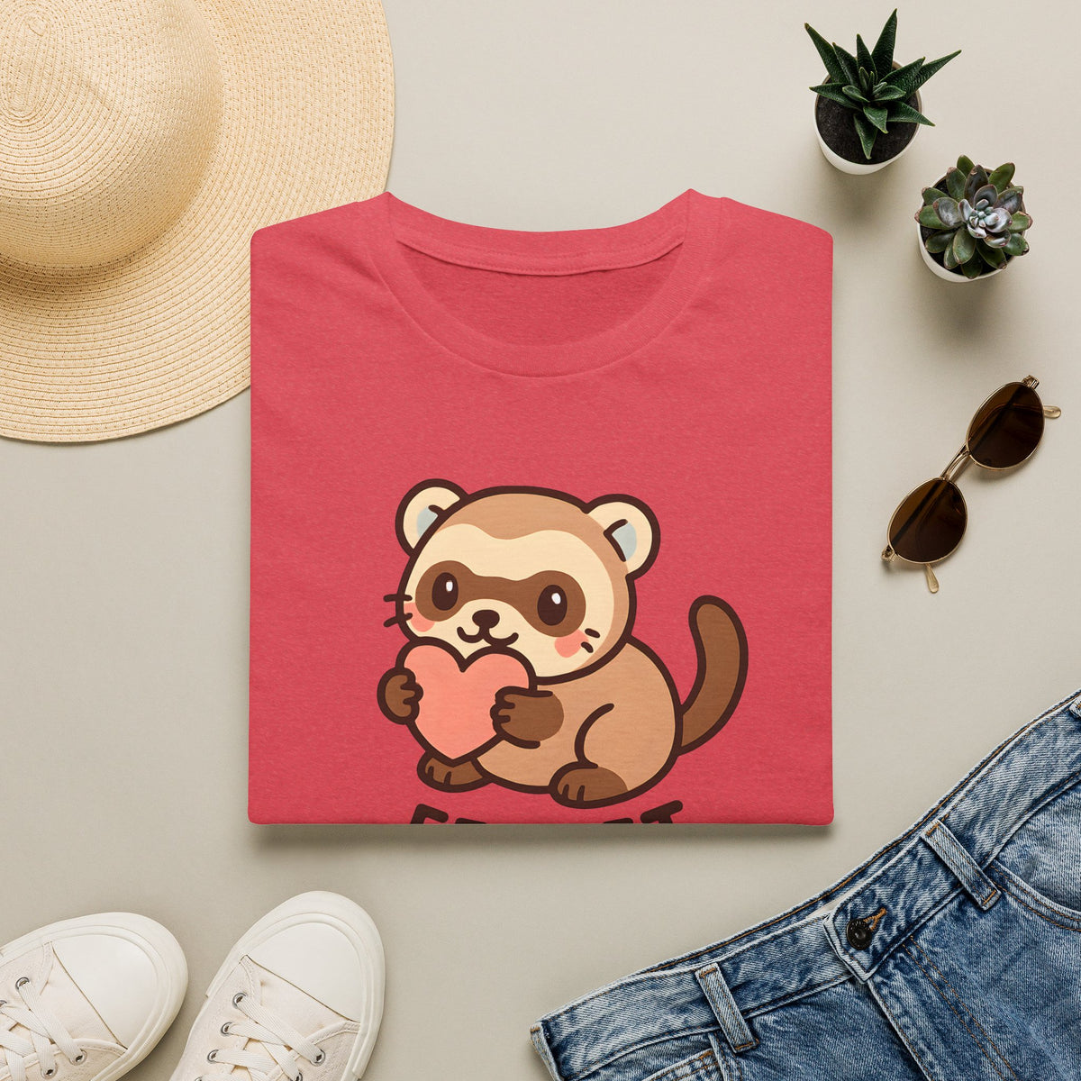 Ferret Lover Cute Kawaii –  Supersoft Unisex T-Shirt