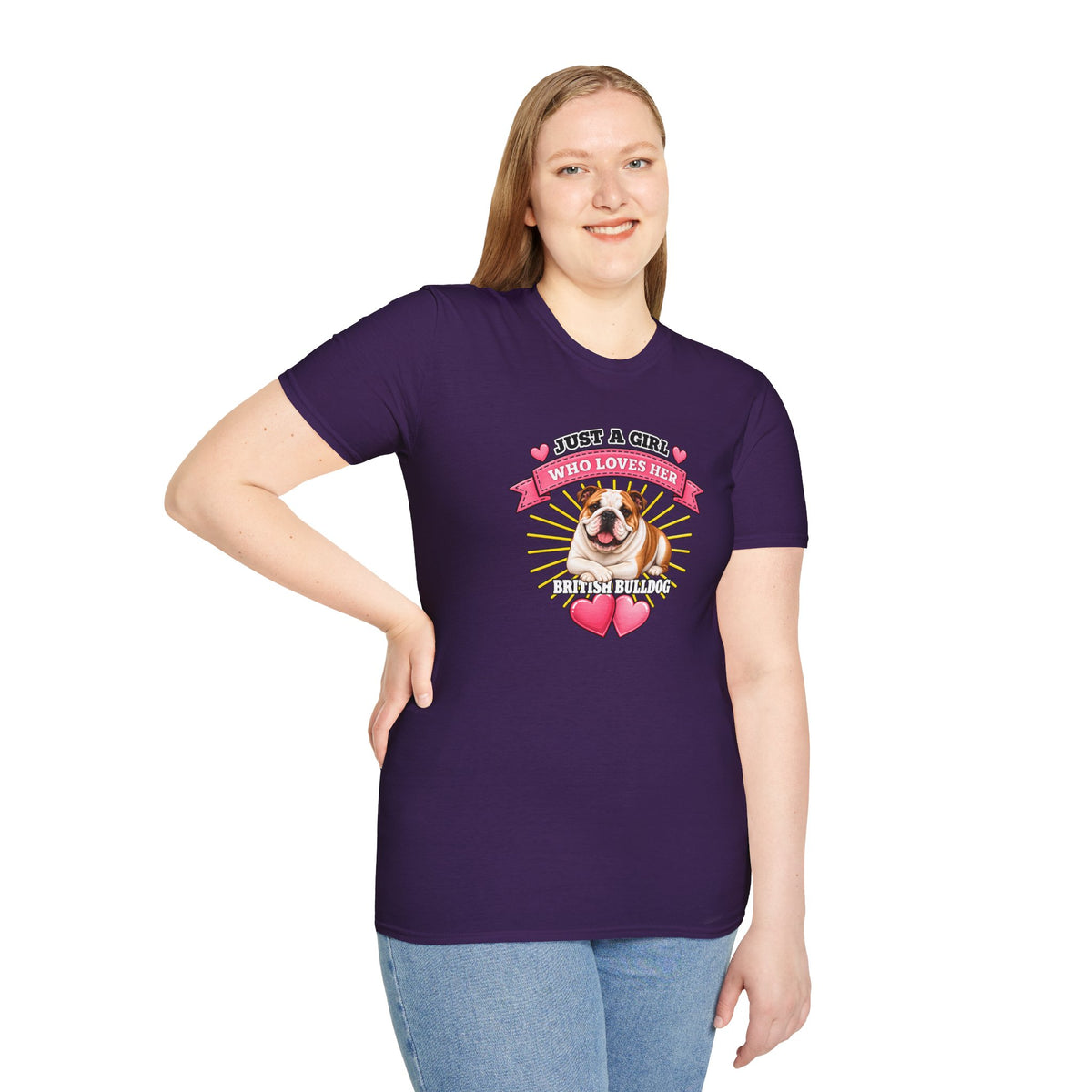 Just a Girl Who Loves Her British Bulldog –  Supersoft Unisex T-Shirt