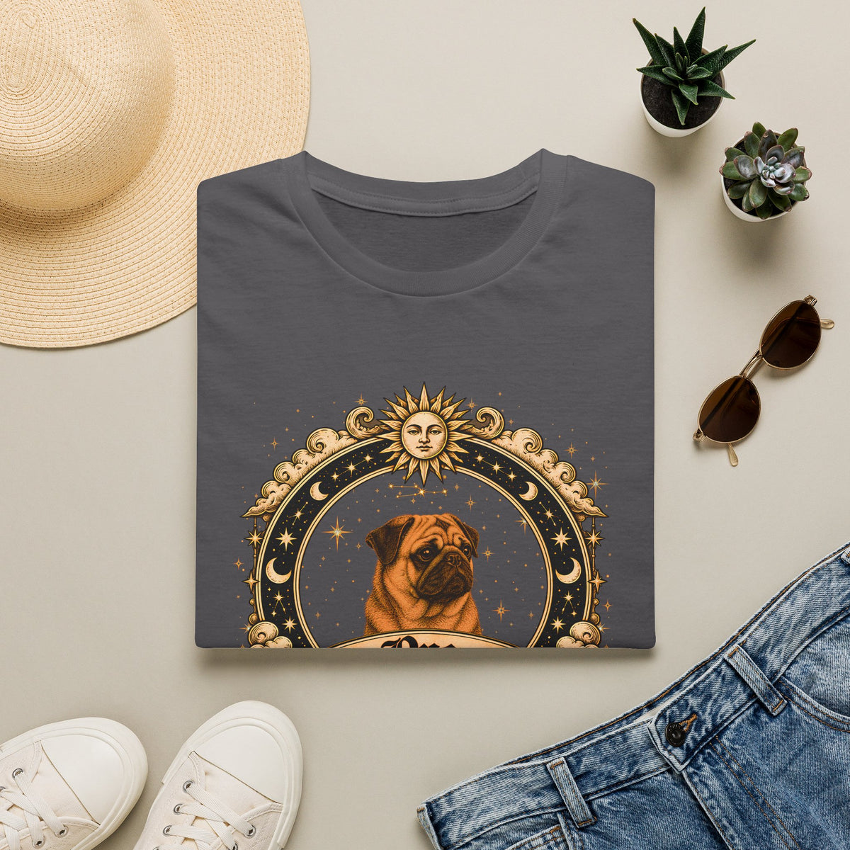 Zodiac Taurus Pug - Dog Horoscope Star Sign - Supersoft Unisex Funny T-shirt