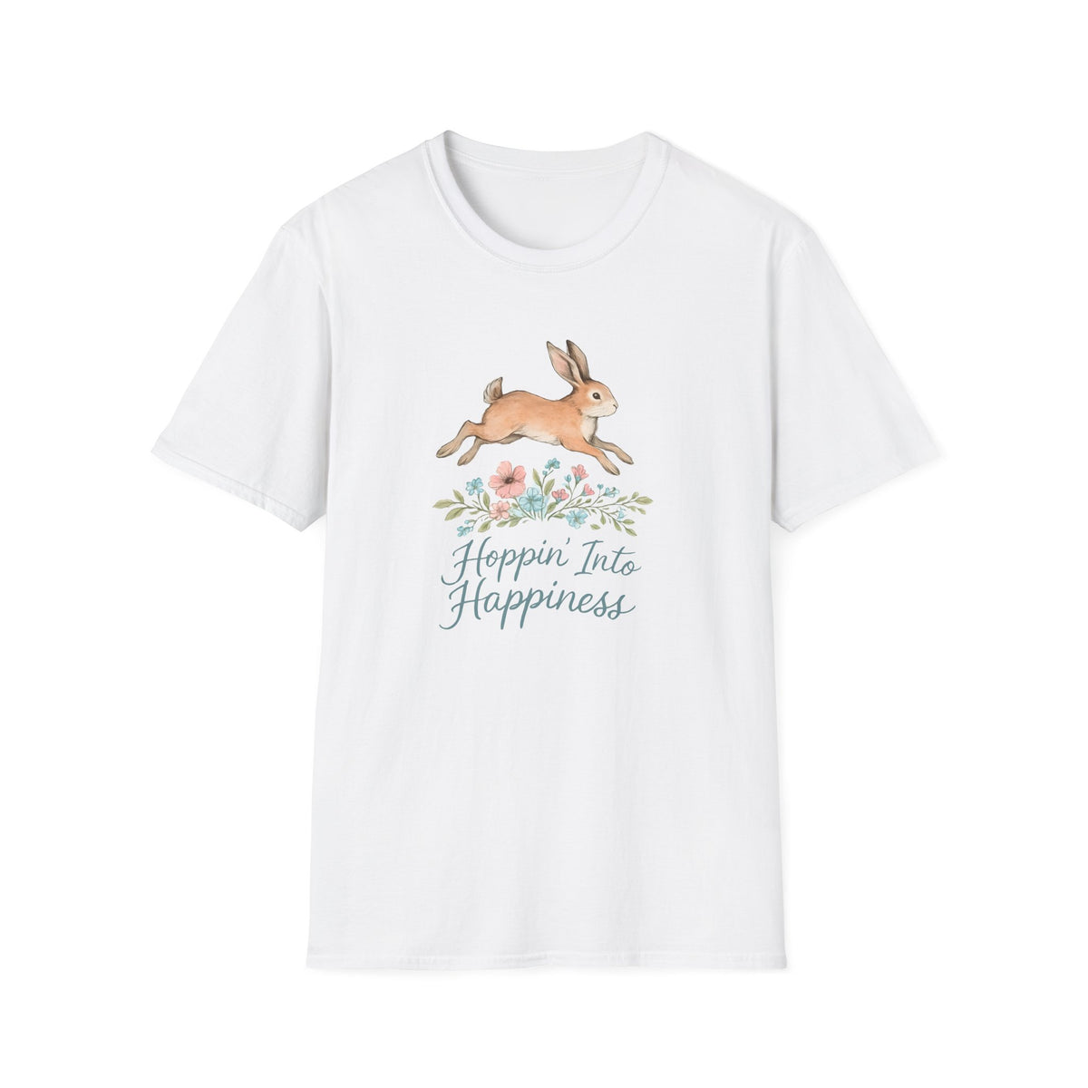 Hoppin' Into Happiness Rabbit –  Supersoft Unisex T-Shirt