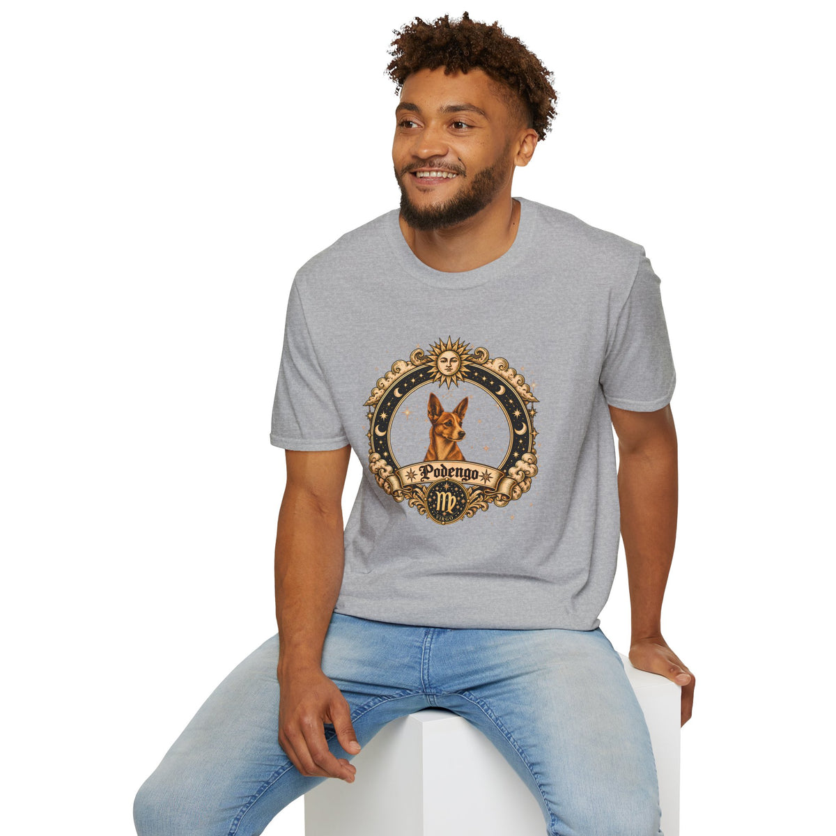 Zodiac Virgo Podengo - Dog Horoscope Star Sign - Supersoft Unisex Funny T-shirt