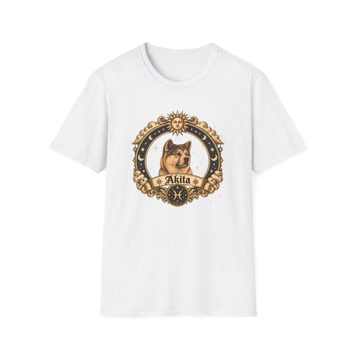 Zodiac Pisces Akita - Dog Horoscope Star Sign - Supersoft Unisex T-shirt