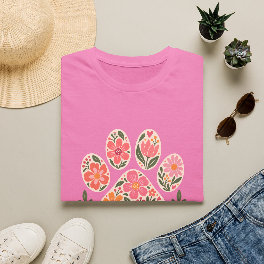 All You Need is Love & Dogs Floral Paw Print - Supersoft Unisex T-shirt