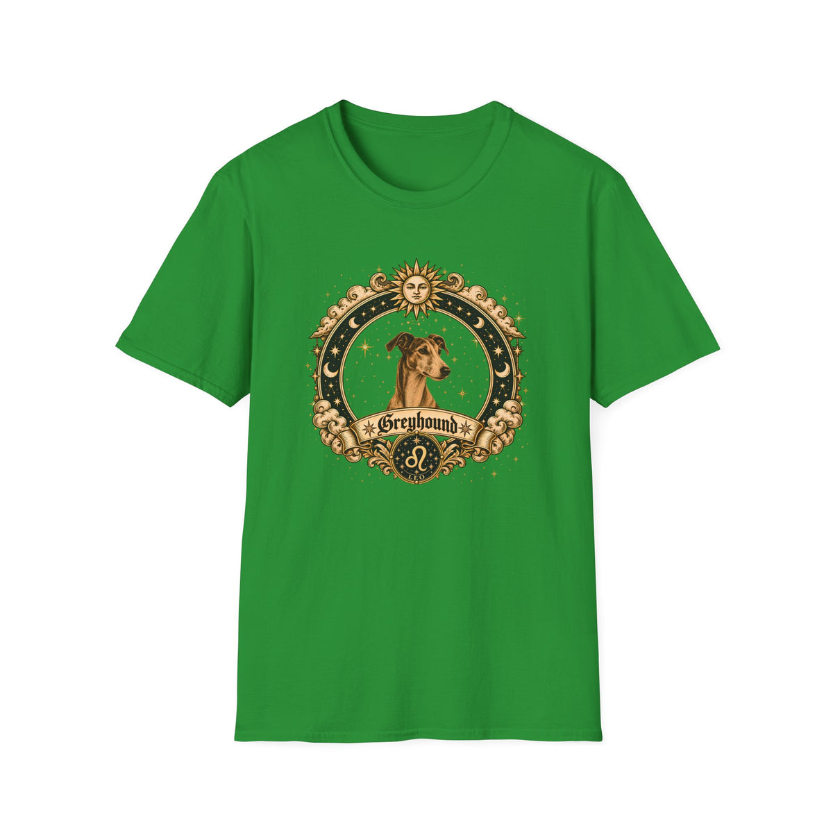 Zodiac Leo Greyhound - Dog Horoscope Star Sign - Supersoft Unisex Funny T-shirt