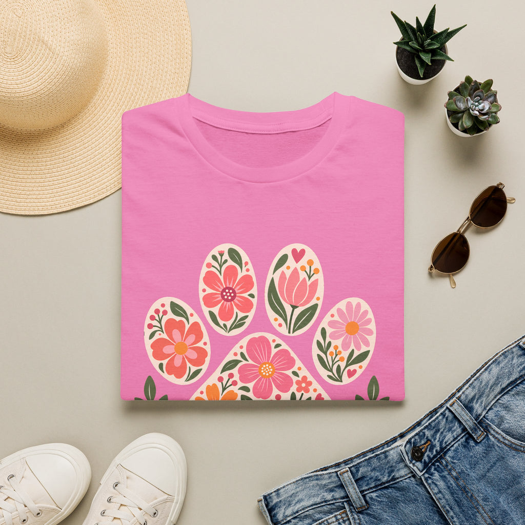 Dogs, Love & Happy Days Floral Paw Print - Supersoft Unisex T-shirt