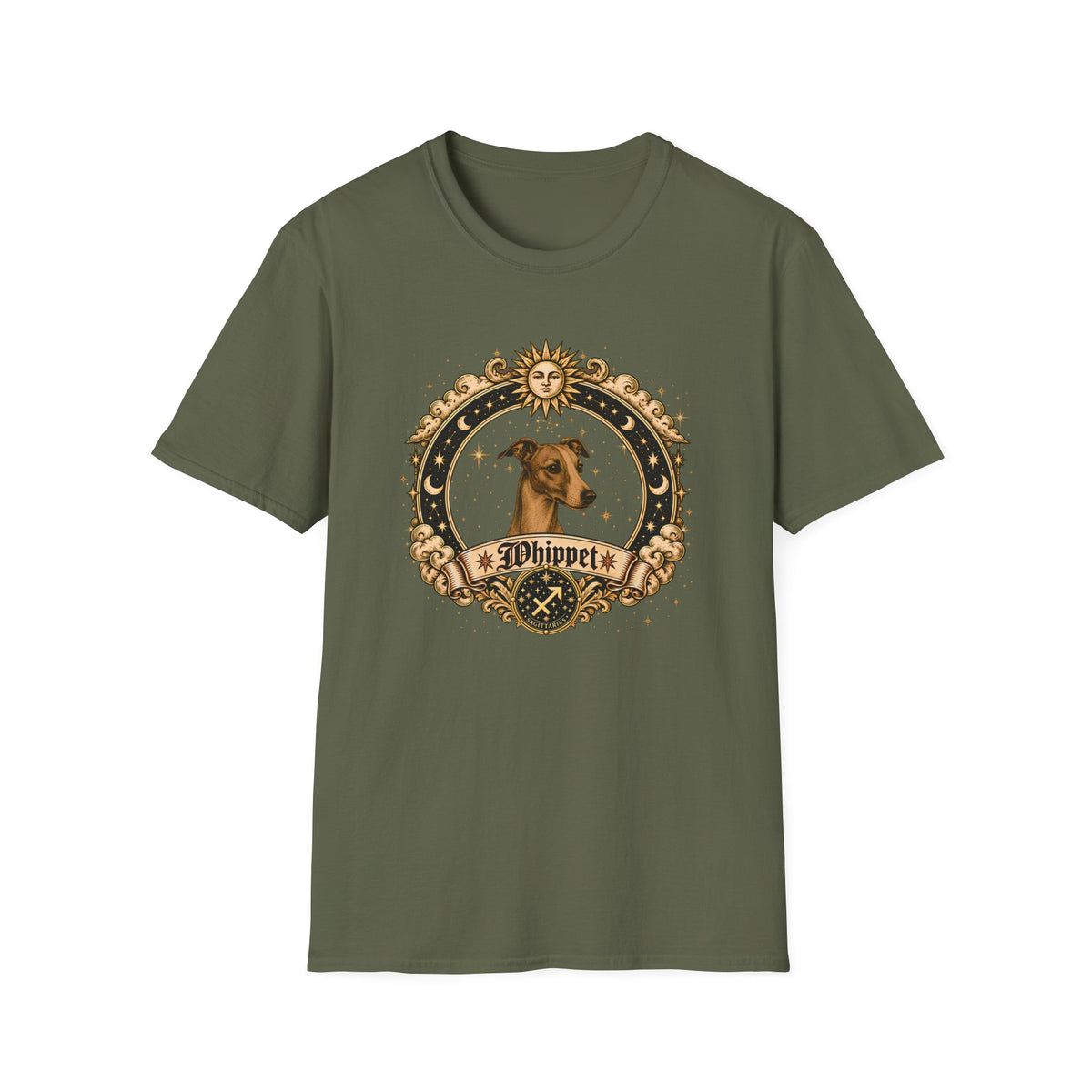 Zodiac Sagittarius Whippet - Dog Horoscope Star Sign - Supersoft Unisex Funny T-shirt