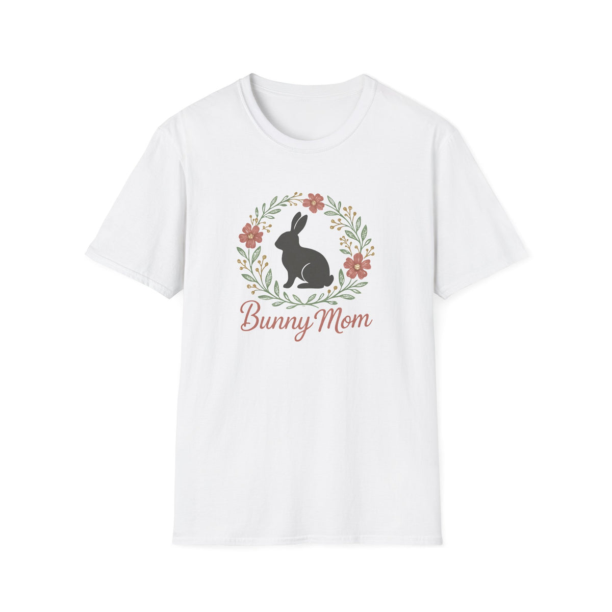 Bunny Mom Floral Wreath –  Supersoft Unisex T-Shirt
