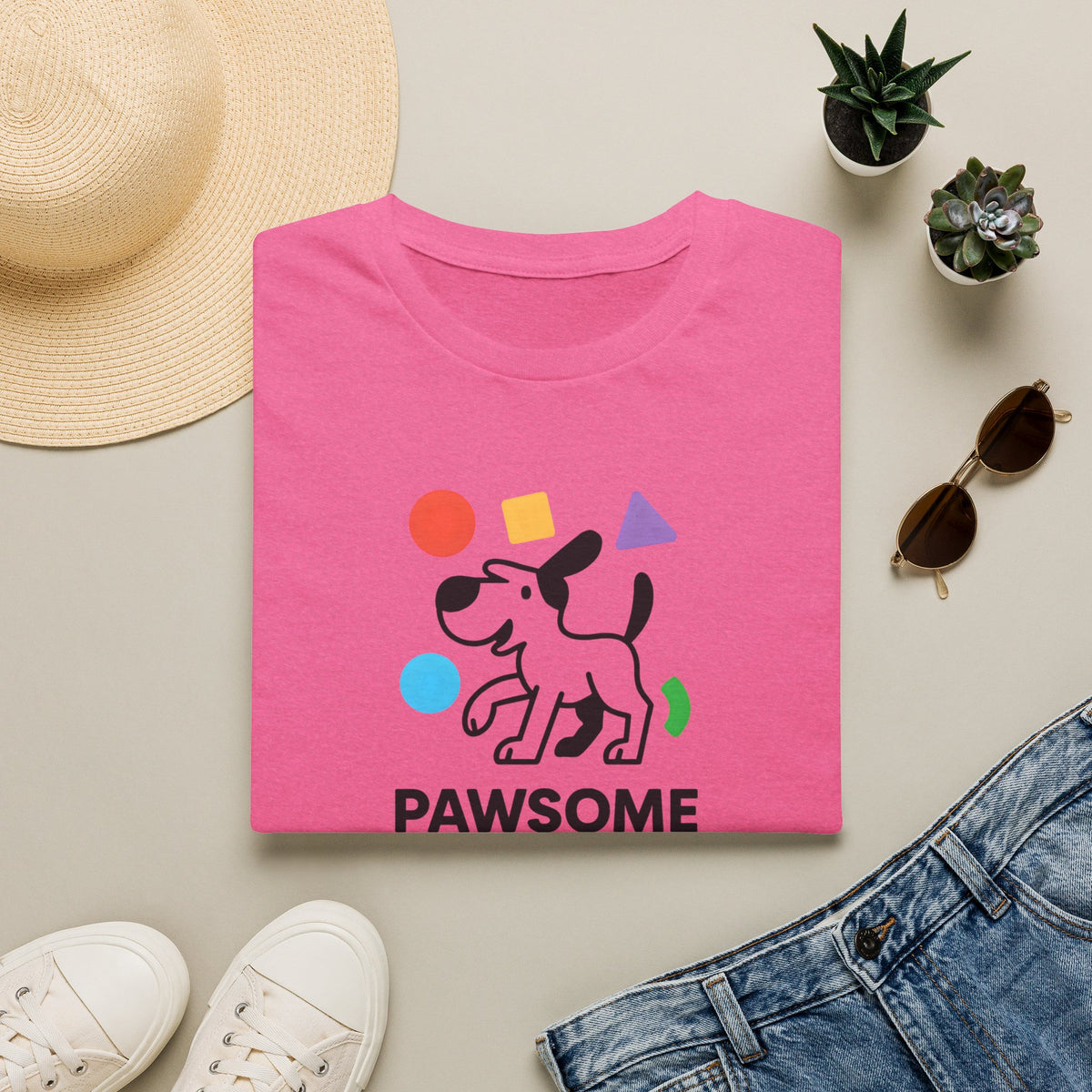 Dog with Colourful Shapes –  Supersoft Unisex T-Shirt