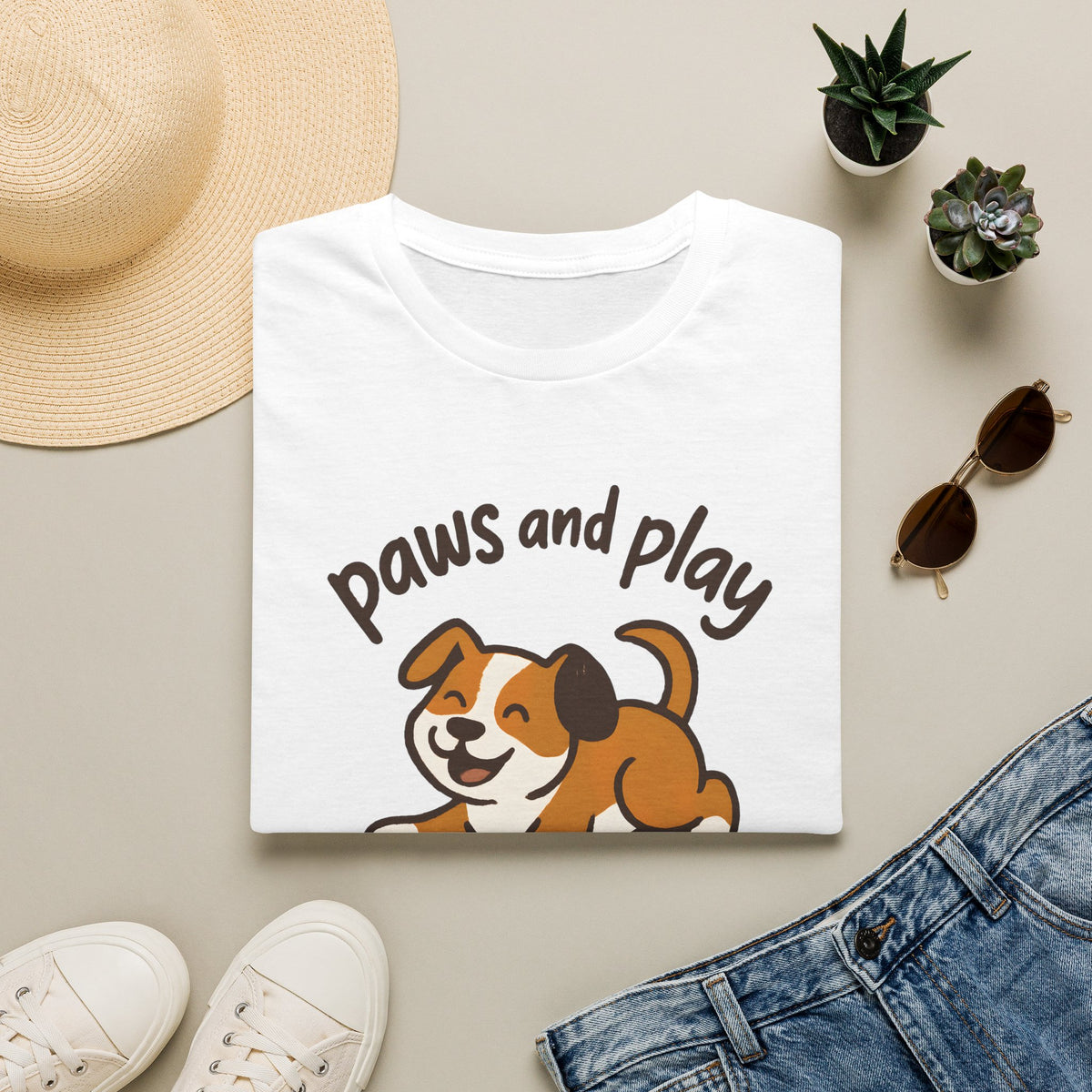 Paws and Play Cute Dog Kawaii –  Supersoft Unisex T-Shirt