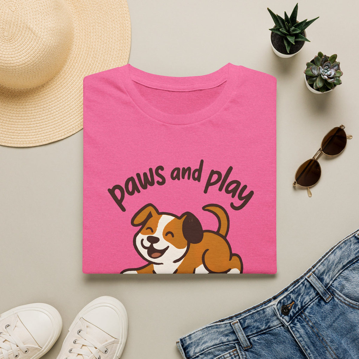 Paws and Play Cute Dog Kawaii –  Supersoft Unisex T-Shirt
