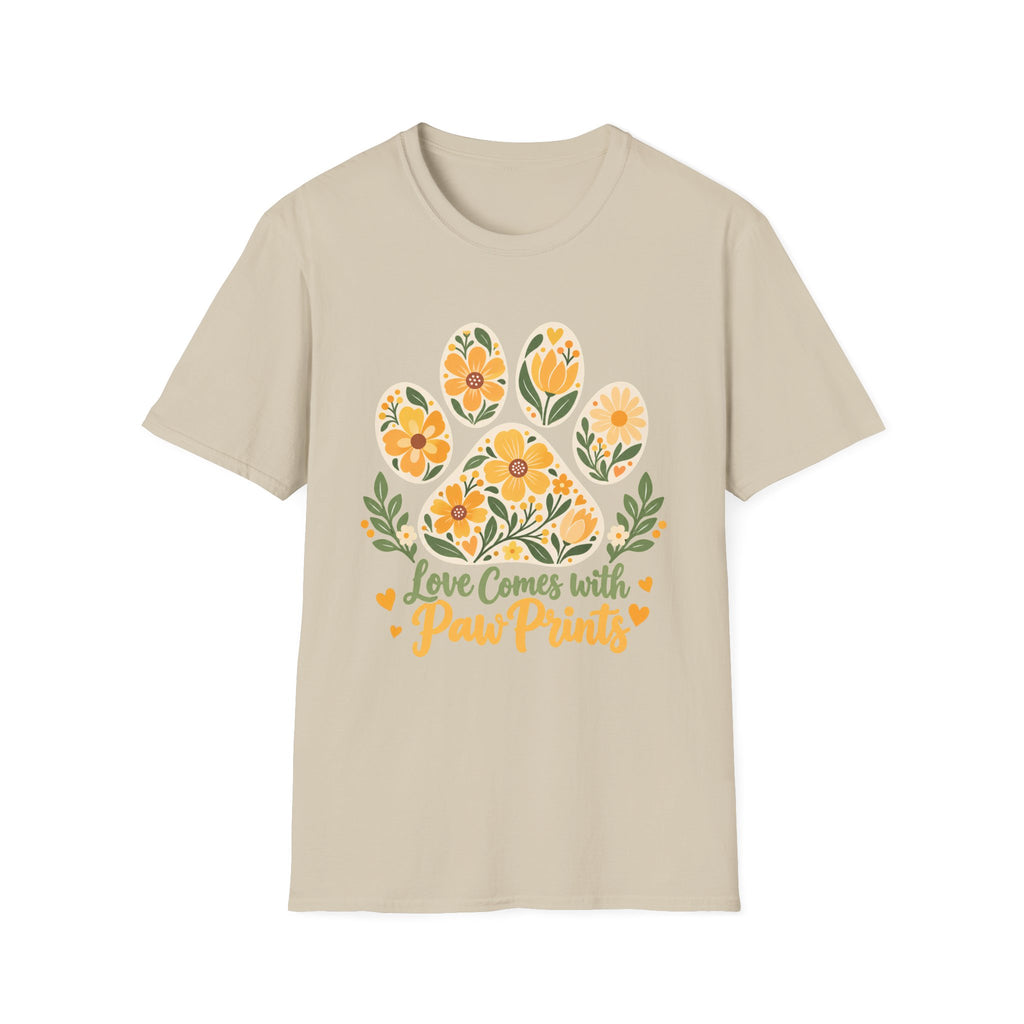Love Come With Paw Prints Floral Paw Print - Supersoft Unisex T-shirt