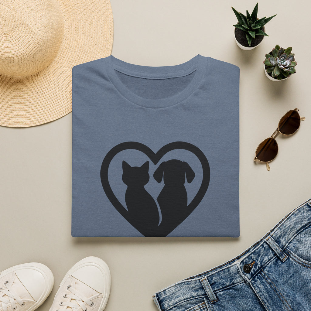 Dog and Cat Silhouettes in Heart –  Supersoft Unisex T-Shirt