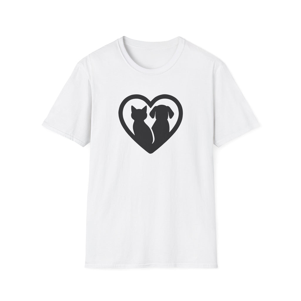 Dog and Cat Silhouettes in Heart –  Supersoft Unisex T-Shirt