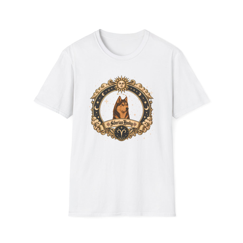 Zodiac Aries Siberian Husky - Dog Horoscope Star Sign - Supersoft Unisex Funny T-shirt