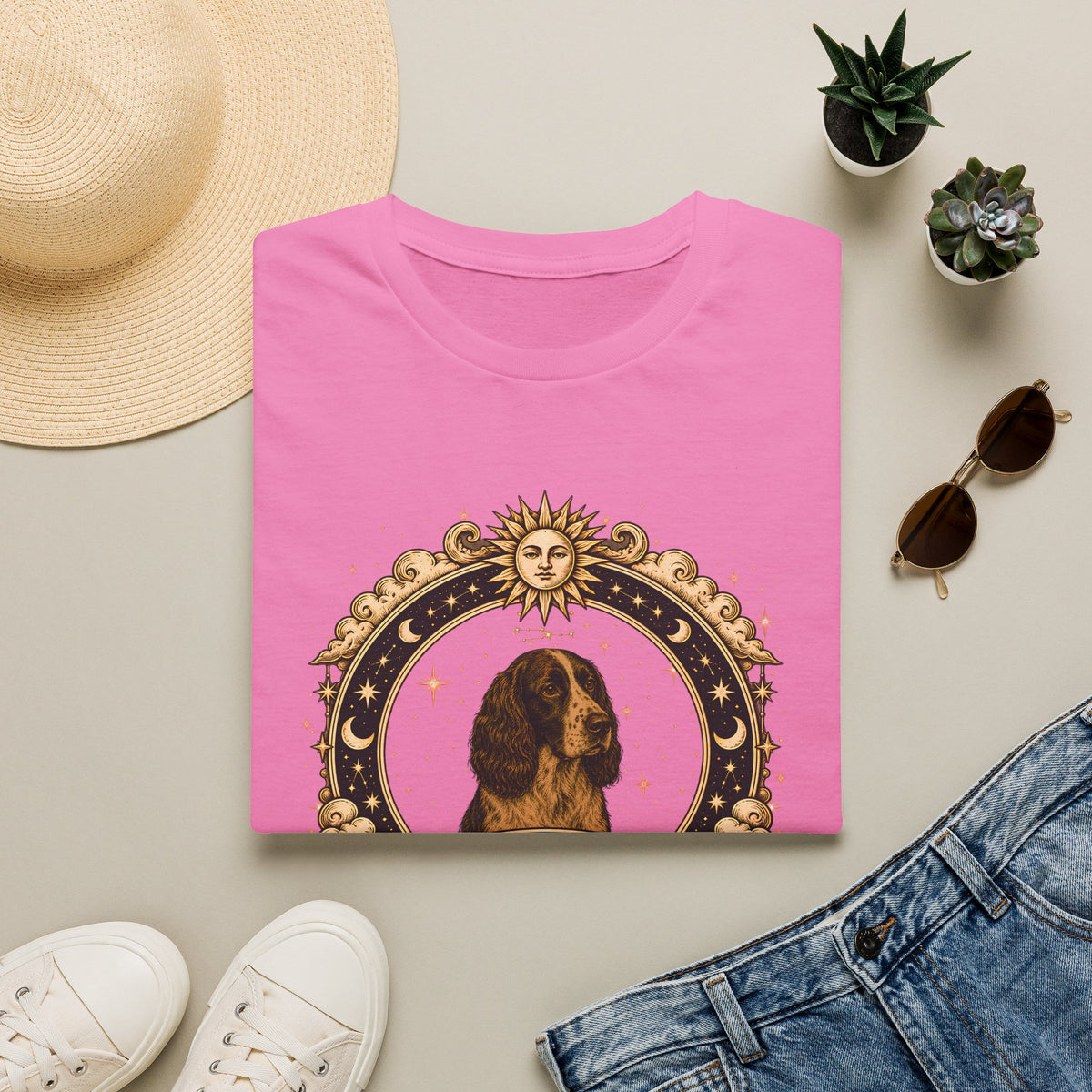 Zodiac Taurus English Springer Spaniel - Dog Horoscope Star Sign - Supersoft Unisex Funny T-shirt